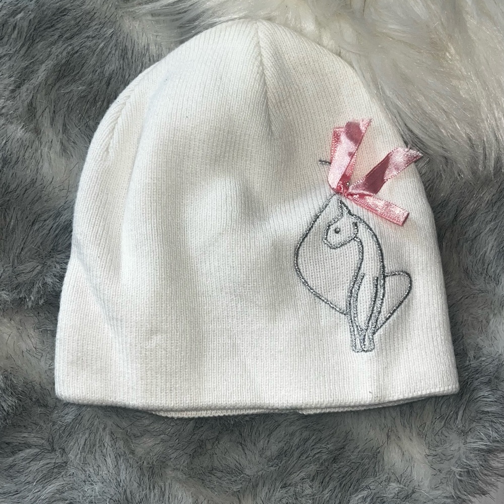 White Baby Phat vintage Beanie with Pink Bow